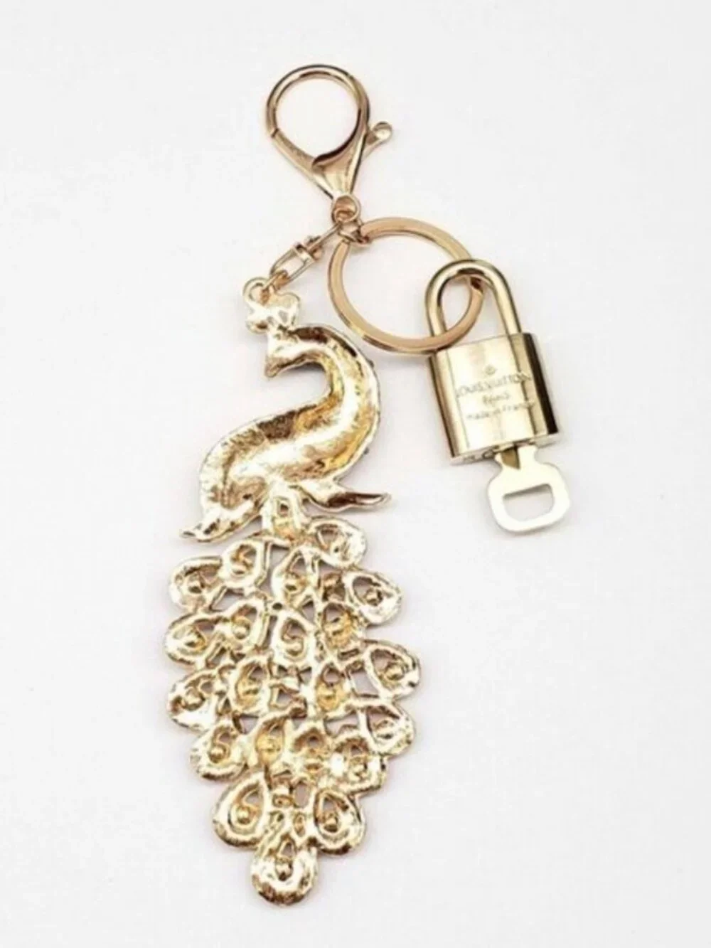 Authentic Louis Vuitton Gold Padlock & Key 🔒 LV Bag Charm Unbranded Keychain